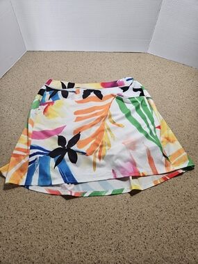 RLX Ralph Lauren White Tropical Multi-Color Circle Skirt